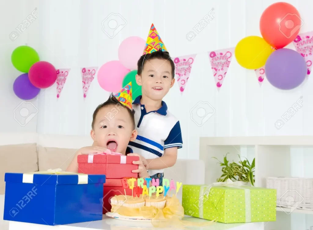 Kids celebrating happy birthday